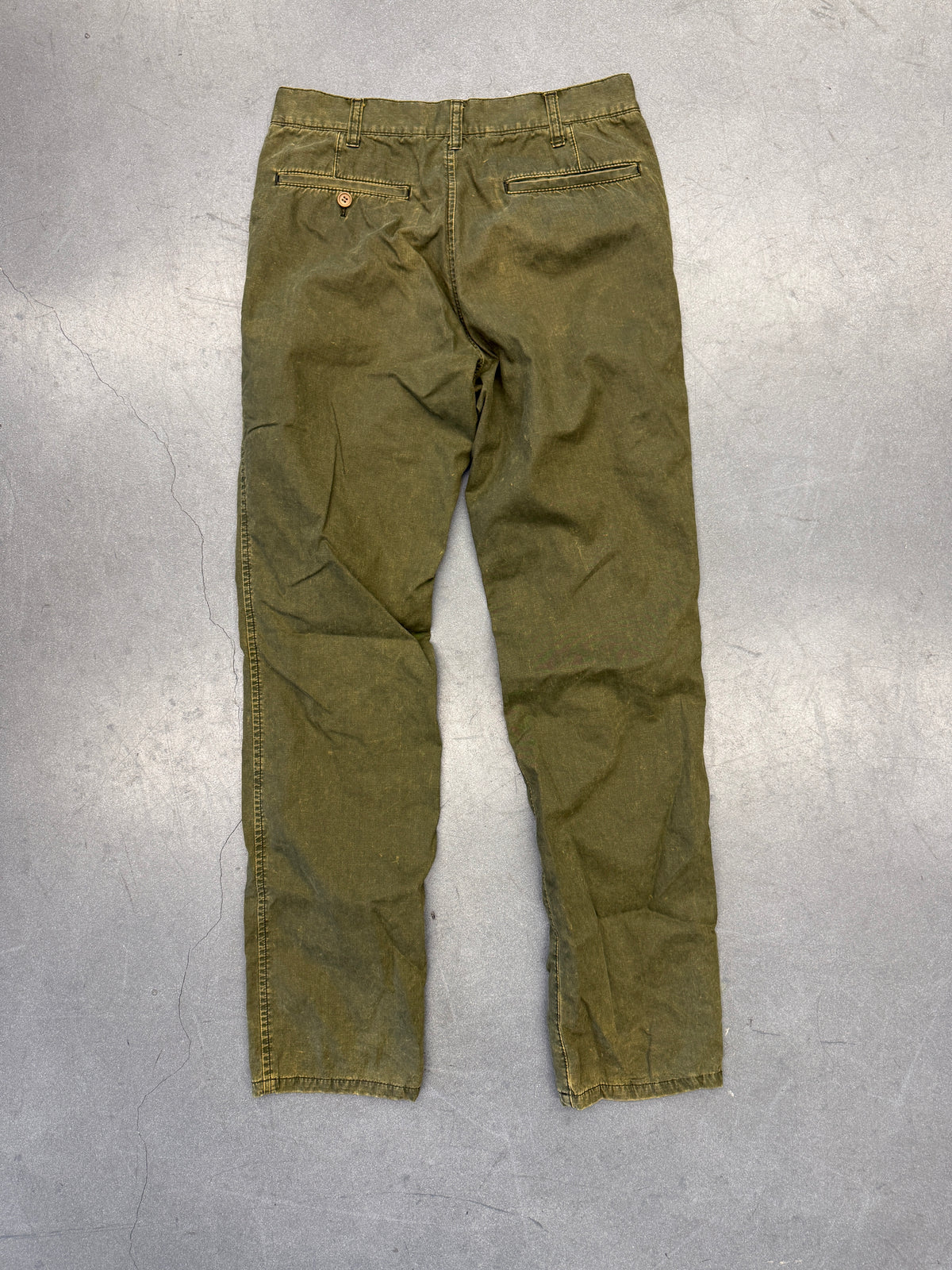 SD04 COMMES DES GARCONS HOMME WASHED OLIVE COTTON TROUSERS