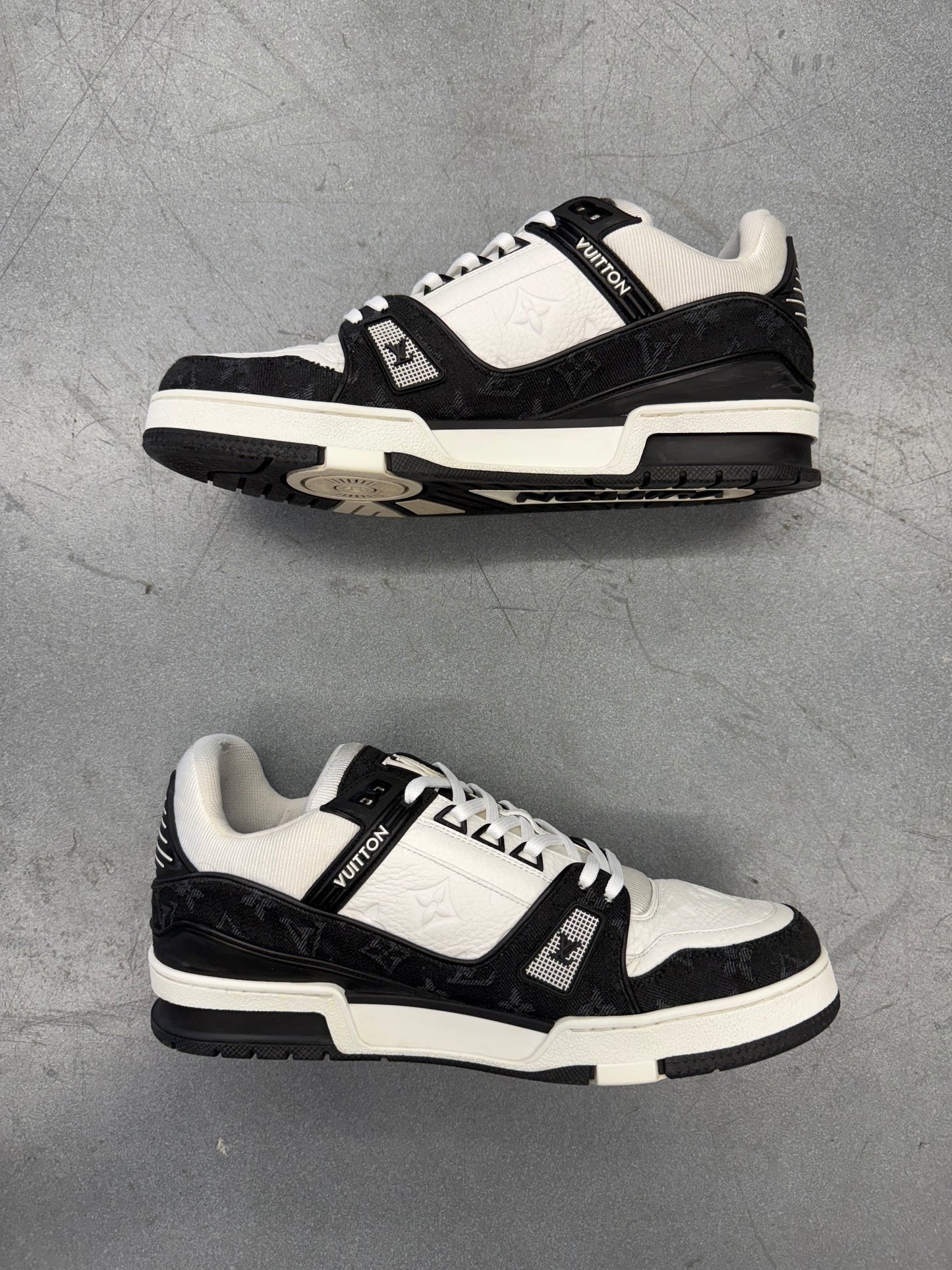 US 10 LV 8.5 LOUIS VUITTON LV TRAINER BLACK MONOGRAM DENIM