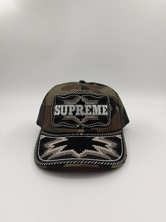 SS26 SUPREME WESTERN EMBROIDERED MESH BACK HAT - WOODLAND CAMO