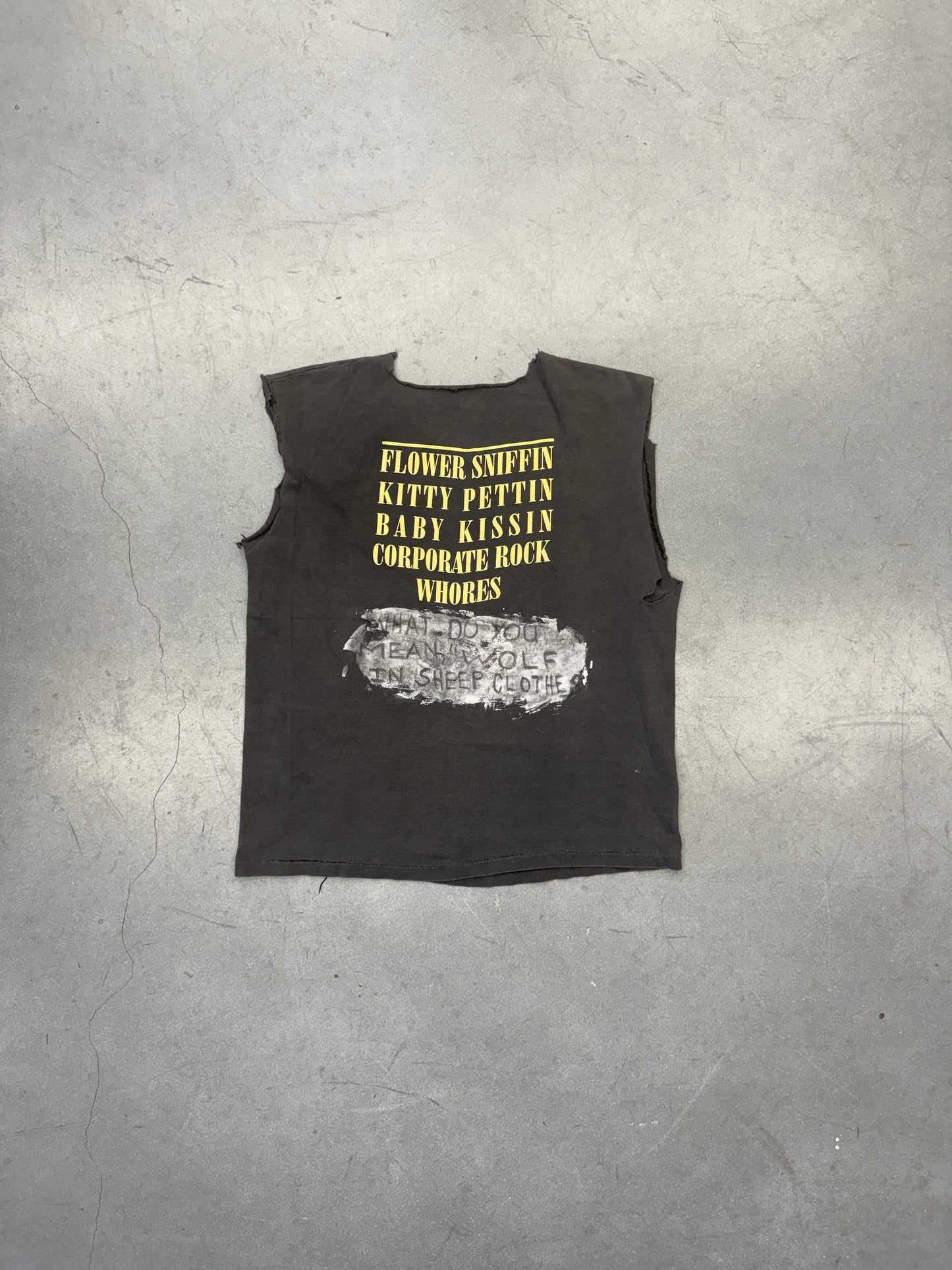 1992 NIRVANA "FLOWER SNIFFIN" SMILEY LOGO CUTOFF AND CUT NECK TEE (CUT TAG)
