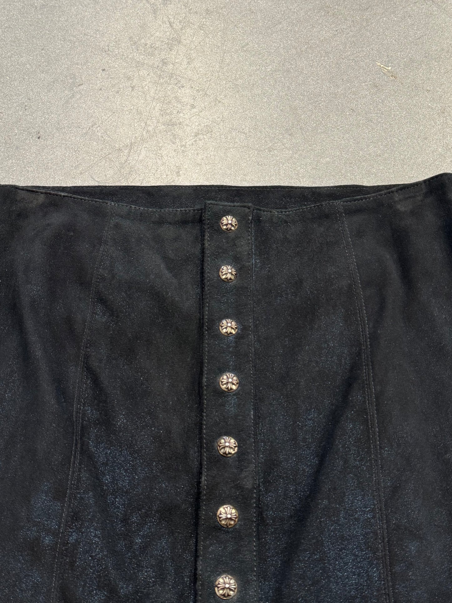 CHROME HEARTS SUEDE MINI SKIRT