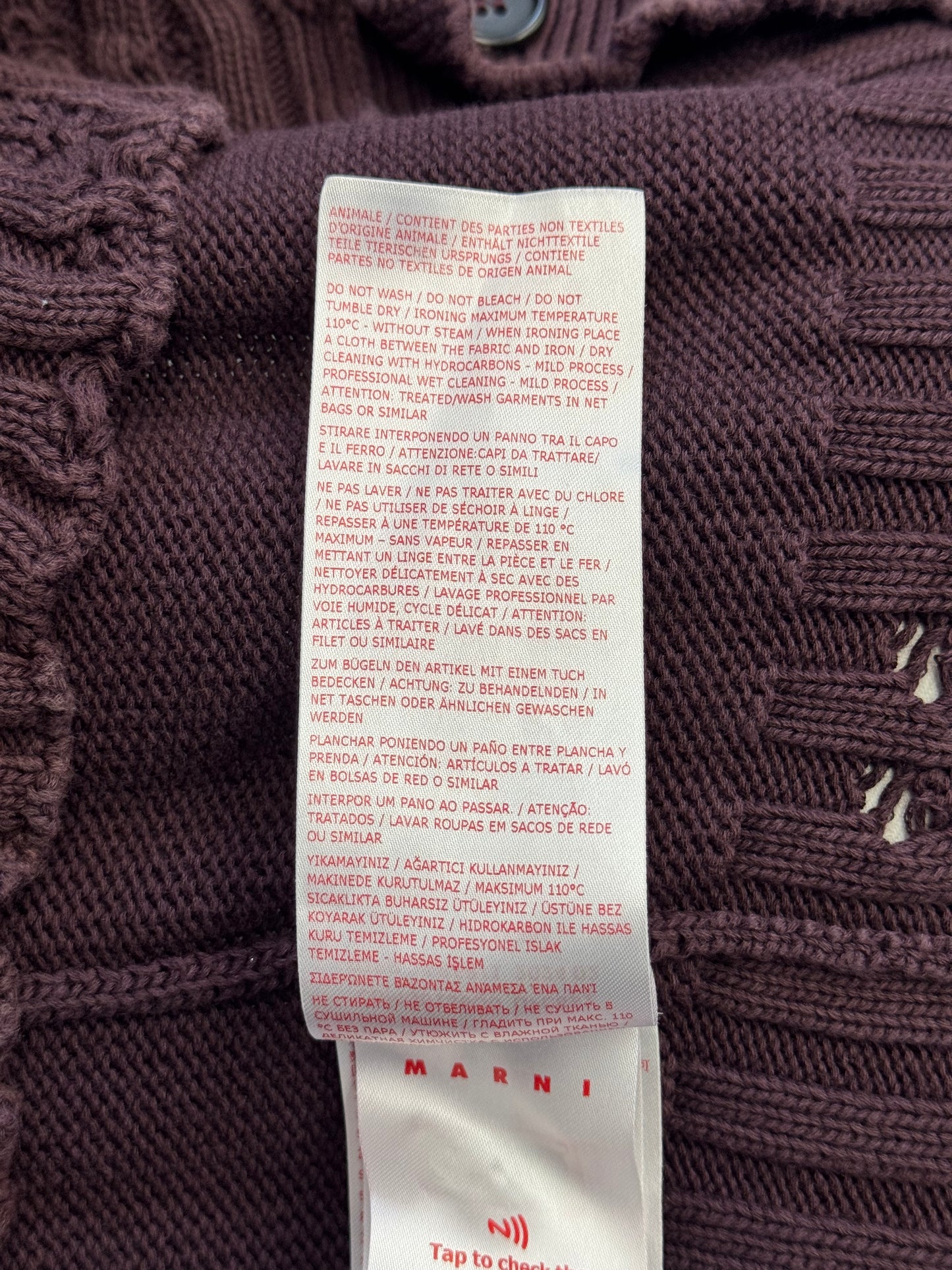 MARNI V-NECK DISTRESSED CARDIGAN