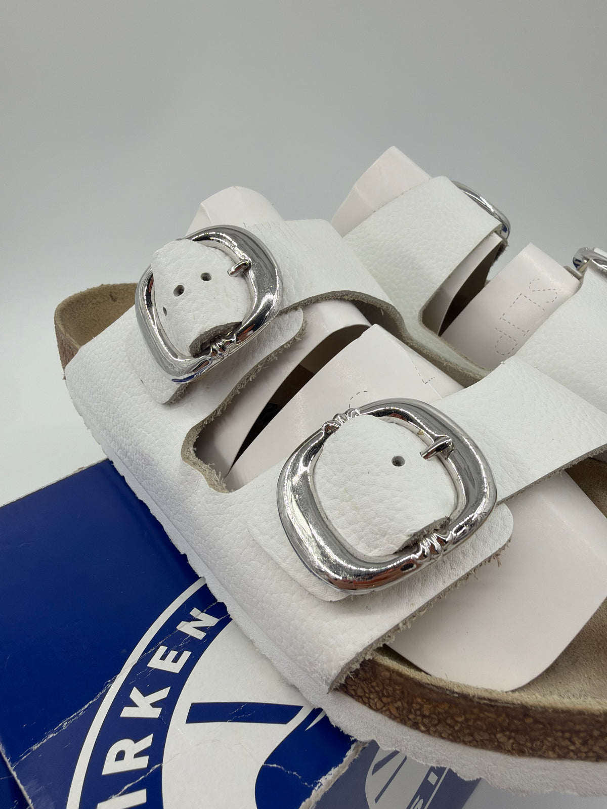 CHROME HEARTS BIRKENSTOCK ARIZONA WHITE LEATHER SANDALS (W/ BOX)