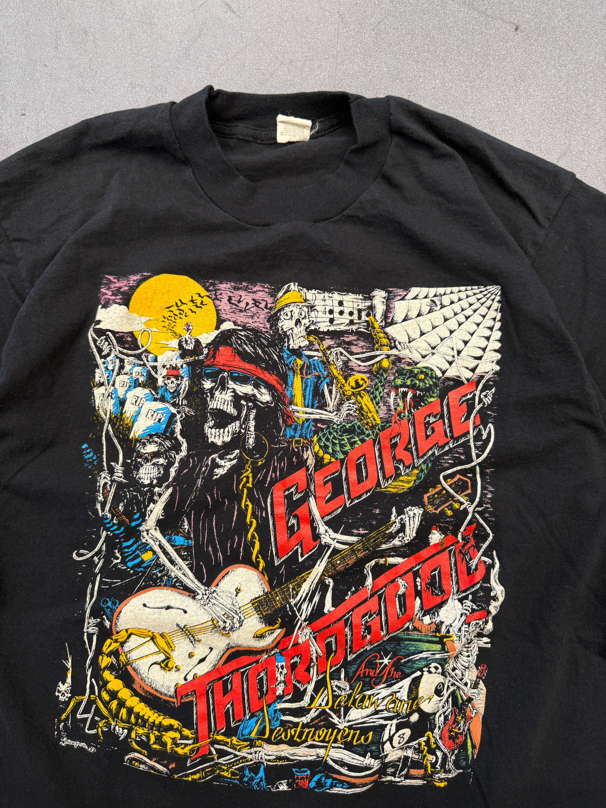 1980S GEORGE THOROGOOD AND THE DESTROYERS ZOMBIE SKELETON TOUR TEE (SCREEN STARS TAG)