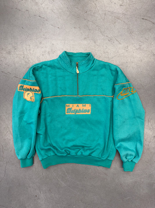 80'S/90'S MIAMI DOLPHINS NIKE QUARTER-ZIP SWEATER (RED/GREY NIKE TAG)