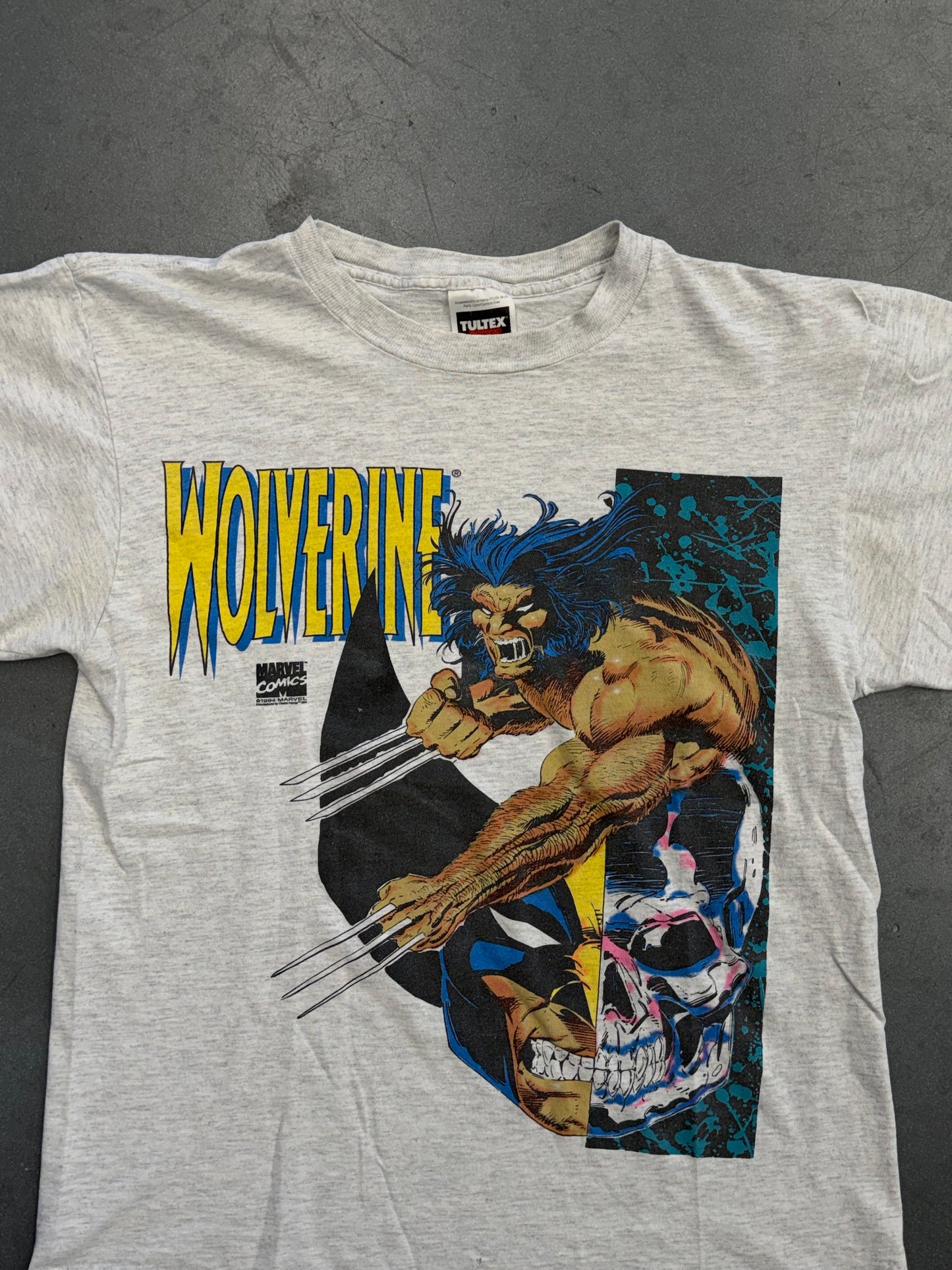 1994 MARVEL COMICS WOLVERINE SPLIT SKULL FACE TEE (TULTEX COTTON TAG)