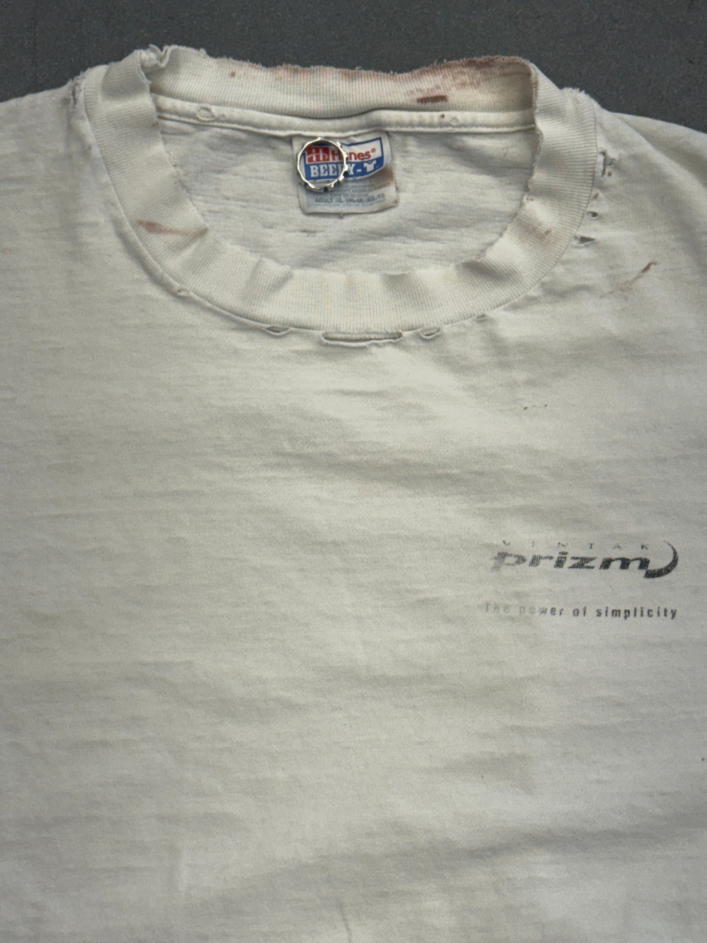 90S VINTAK PRIZM "THE POWER OF SIMPLICITY" DISTRESSED LS TEE (HANES TAG)