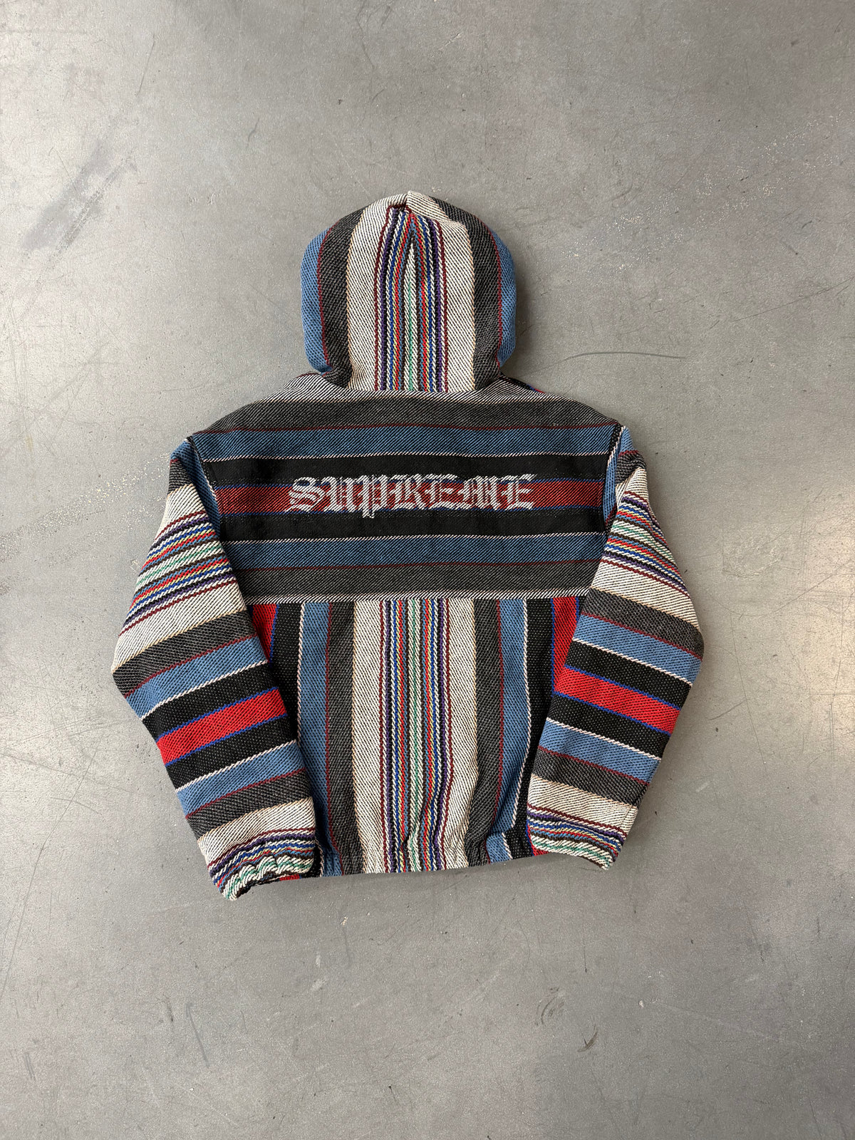 SS25 SUPREME WOVEN STRIPE HOODED JACKET - BLACK