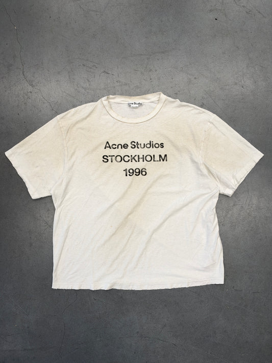 ACNE STUDIOS STOCKHOLM 1996 SPRAYED LOGO TEE - DUSTY WHITE