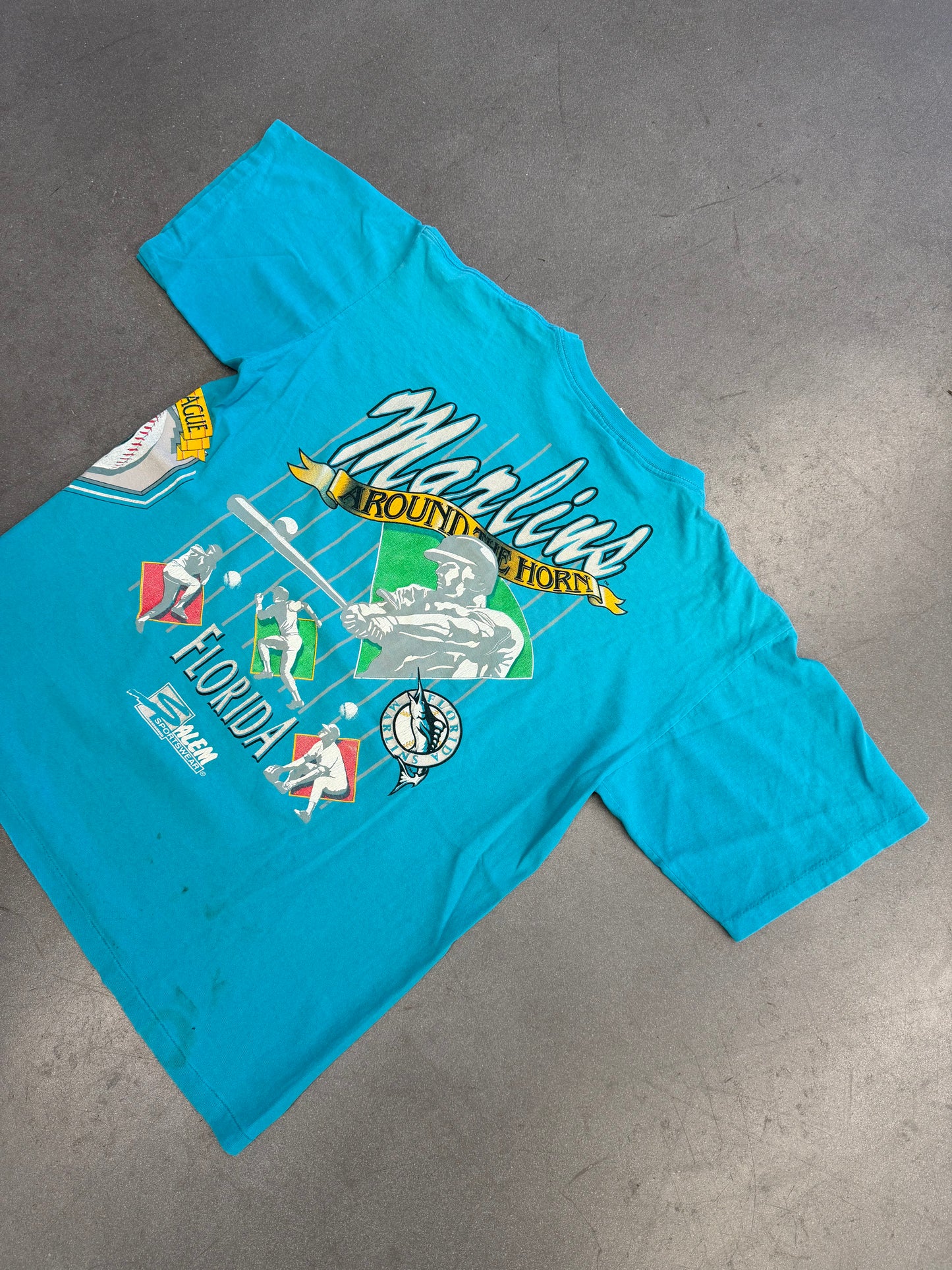 1992 FLORIDA MARLINS SALEM SPORTSWEAR WRAP AROUND TEE (SALEM TAG)