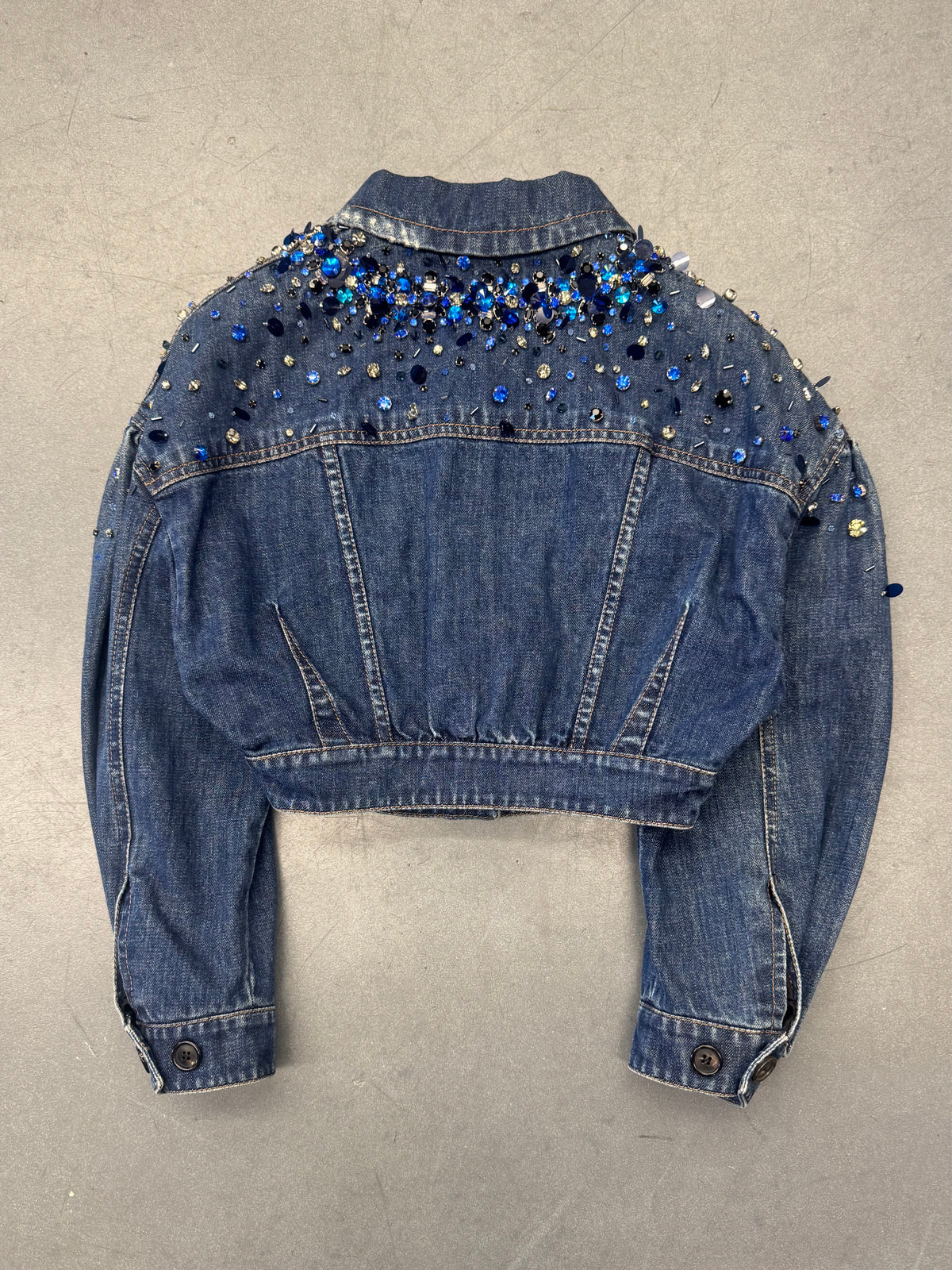 2014 MIU MIU EMBELLISHED CROPPED DENIM JACKET