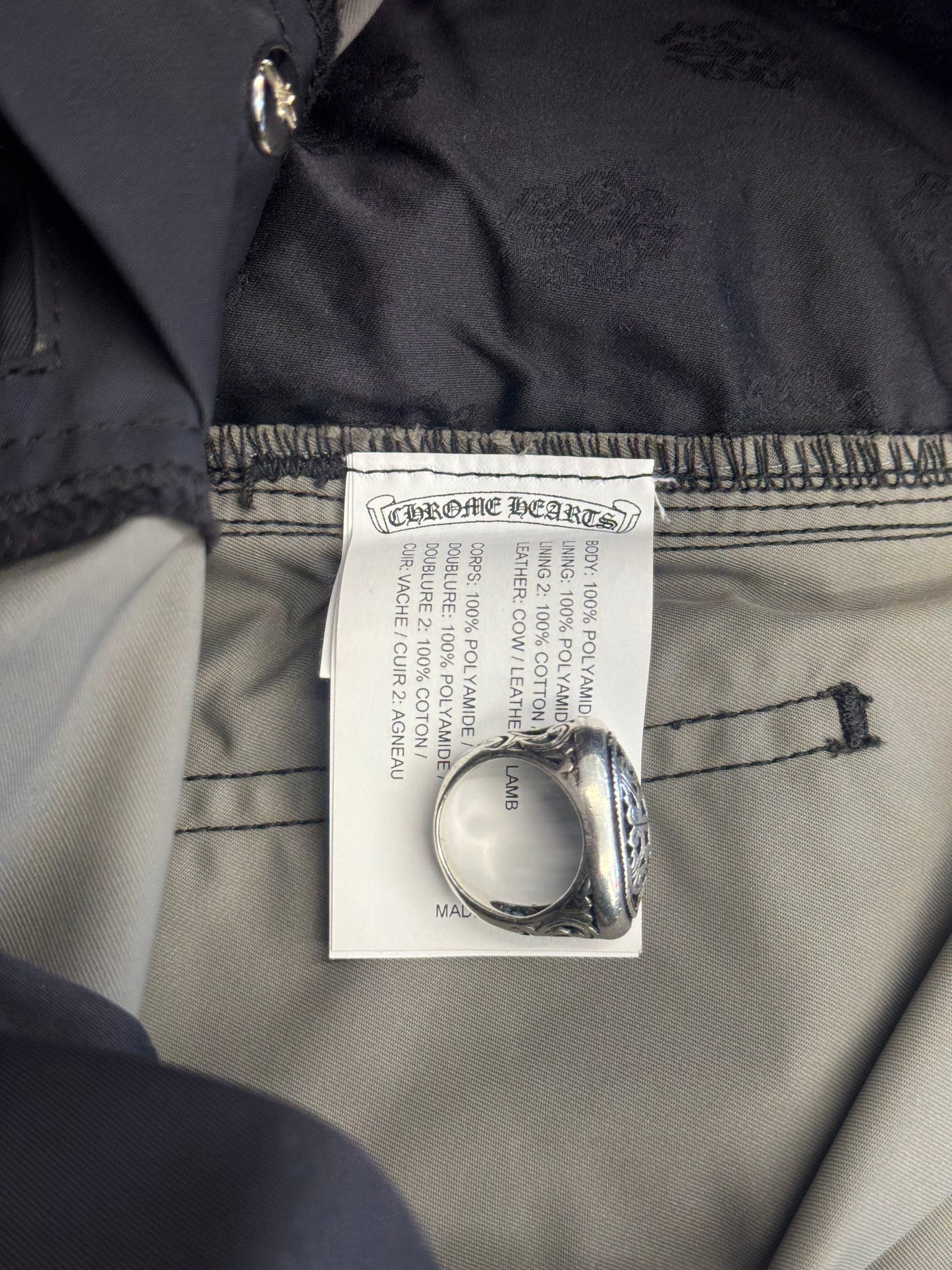 CHROME HEARTS LEATHER DOUBLE KNEE NYLON SHORTS - BLACK (27)