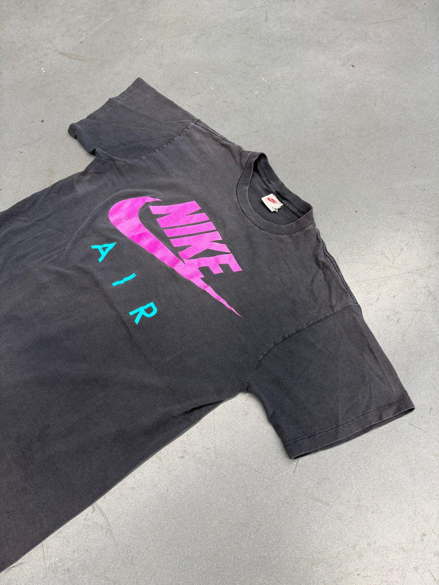90S NIKE AIR MAGENTA/TEAL LOGO TEE (GREY/RED/WHITE TAG)
