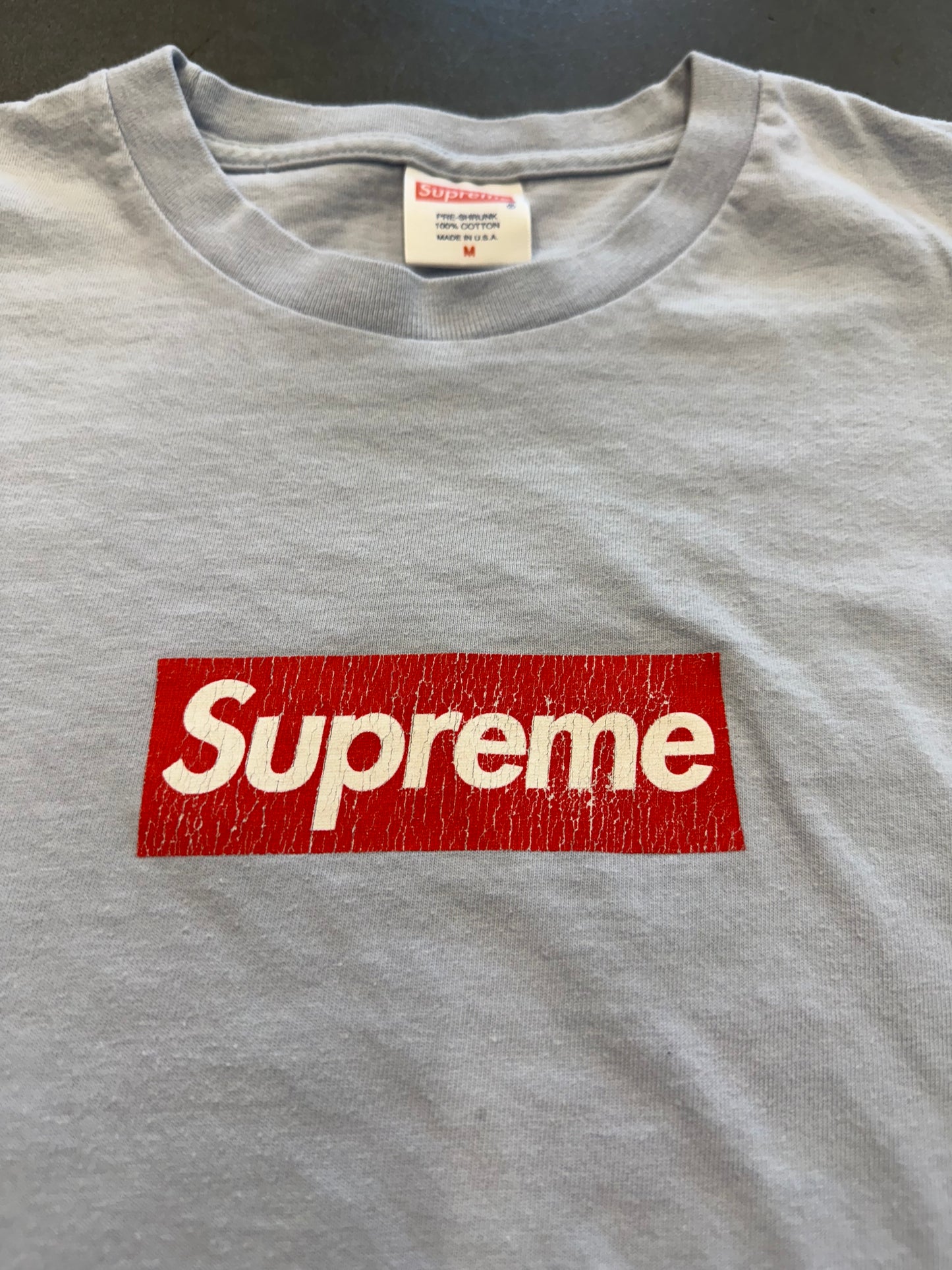 SS14 SUPREME 20TH ANNIVERSARY BOX LOGO TEE LIGHT BLUE
