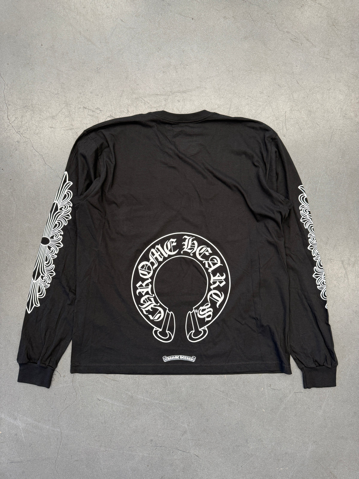CHROME HEARTS HORSESHOE FLORAL LS - BLACK