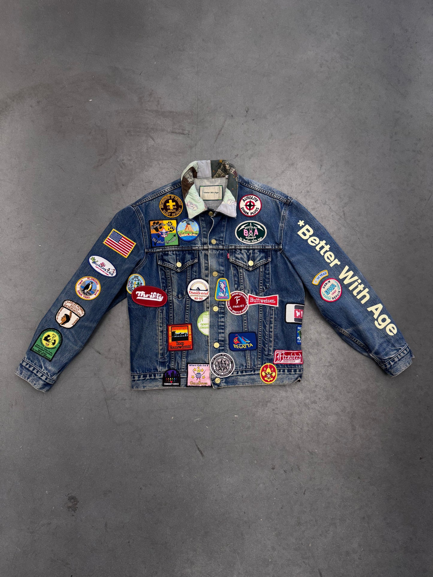 BETTER WITH AGE GENTLEMAN'S PATCHWORK DENIM JACKET - L