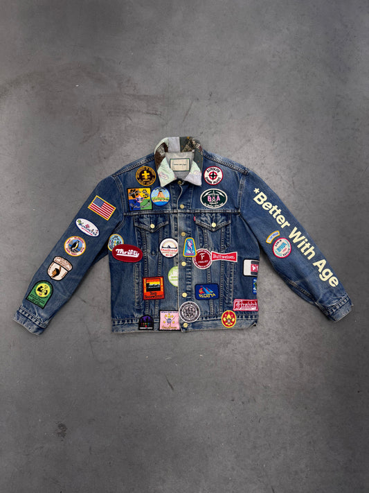 BETTER WITH AGE GENTLEMAN'S PATCHWORK DENIM JACKET - L