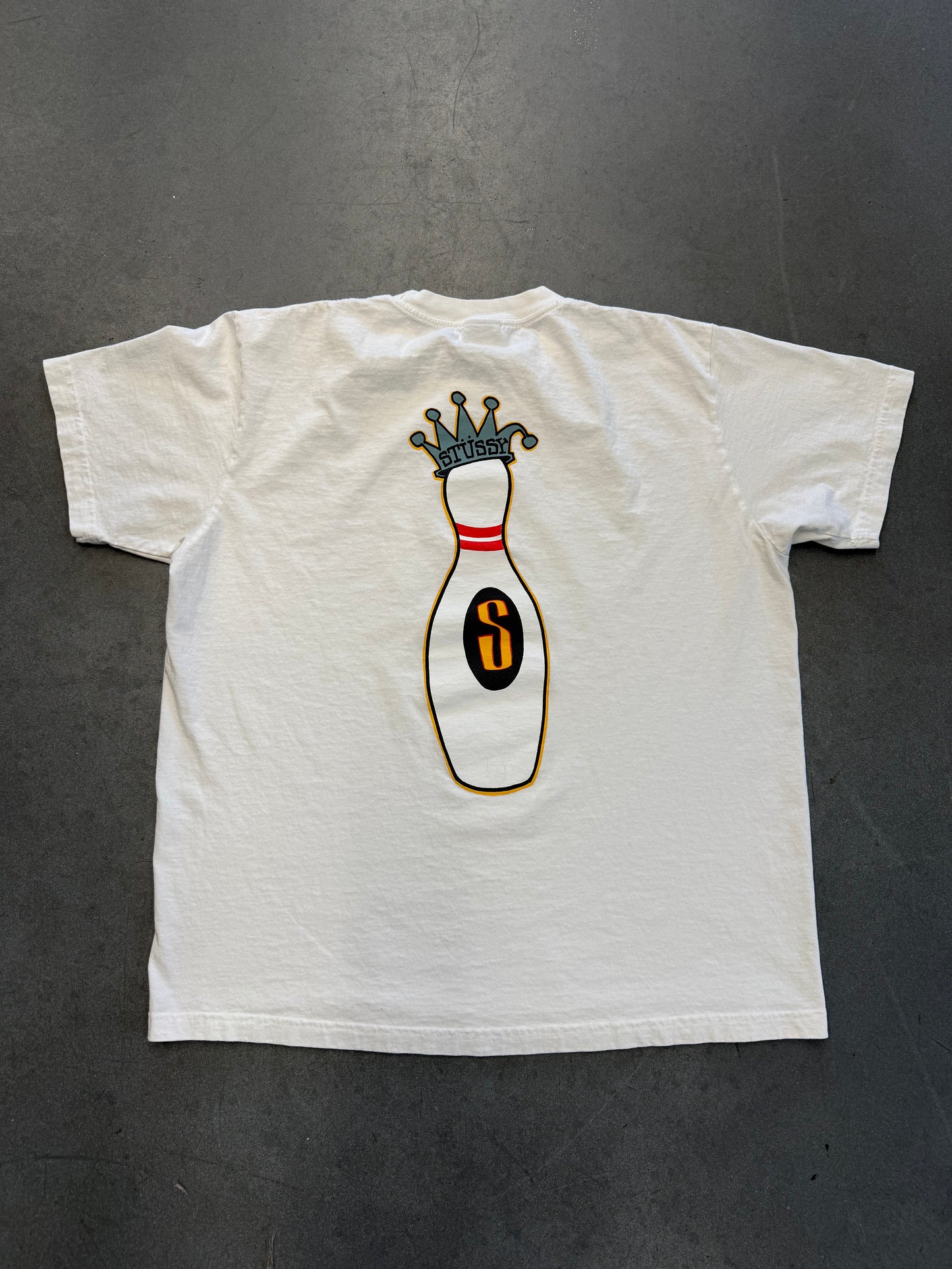 STUSSY KING PIN GEAR MULLET TEE - WHITE (XL)
