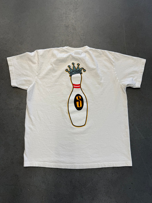 STUSSY KING PIN GEAR MULLET TEE - WHITE (XL)