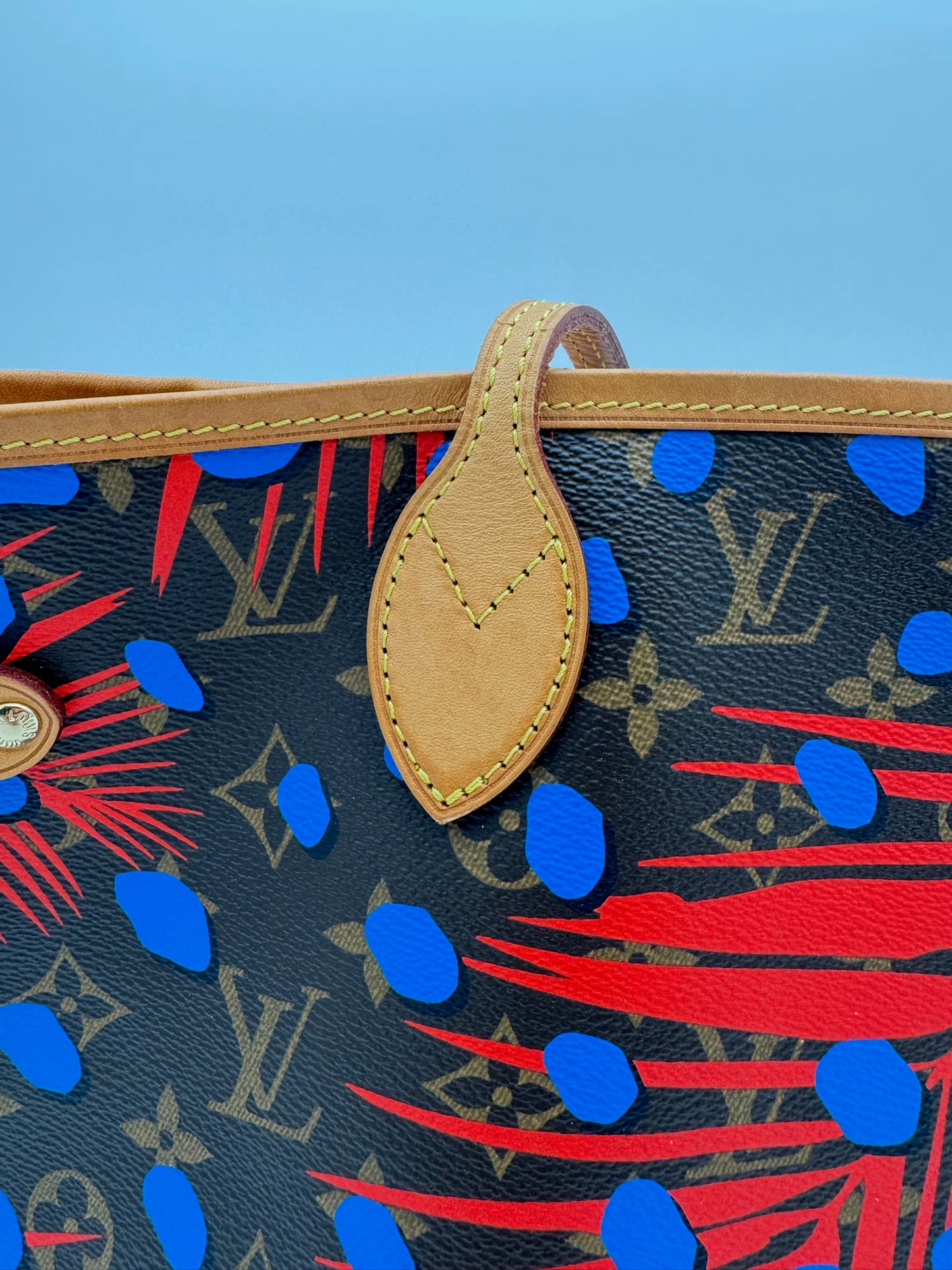 2016 LOUIS VUITTON NEO NEVERFULL TOTE MONOGRAM PALM SPRINGS JUNGLE DOTS
