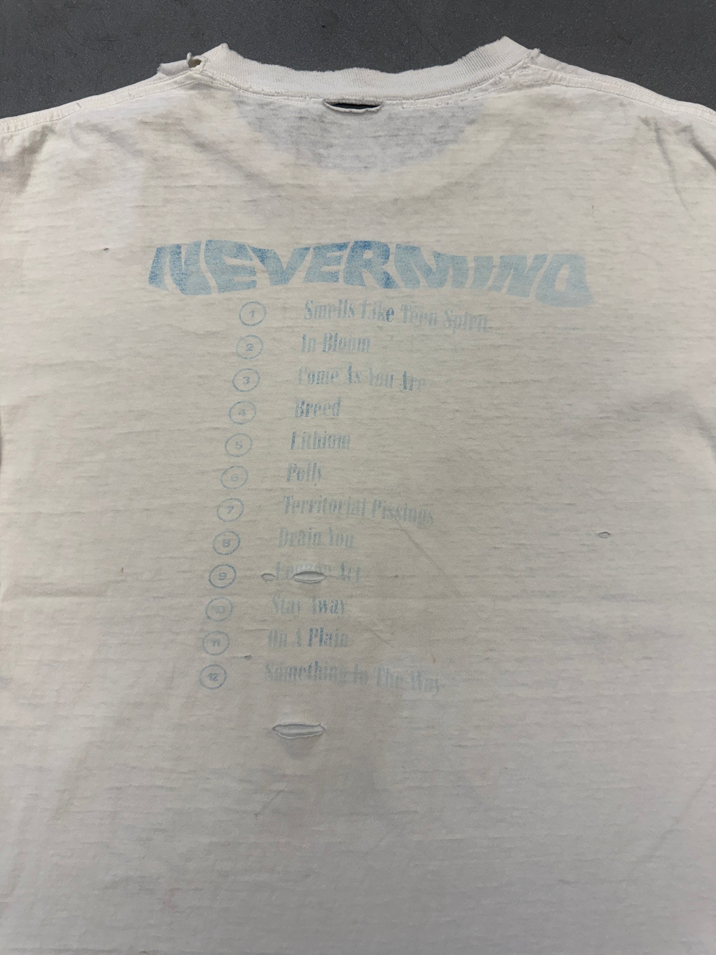 1992 NIRVANA NEVERMIND ALBUM DISTRESSED TEE (PULLED TAG)