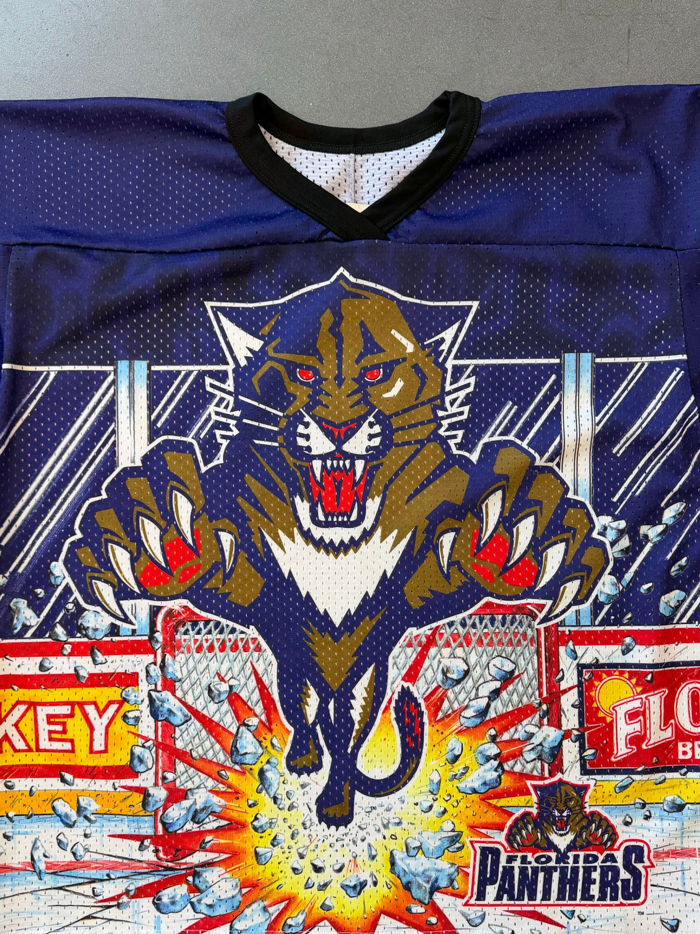 90S CCM FLORIDA PANTHERS NHL ALL OVER PRINT AOP THIN MESH HOCKEY JERSEY