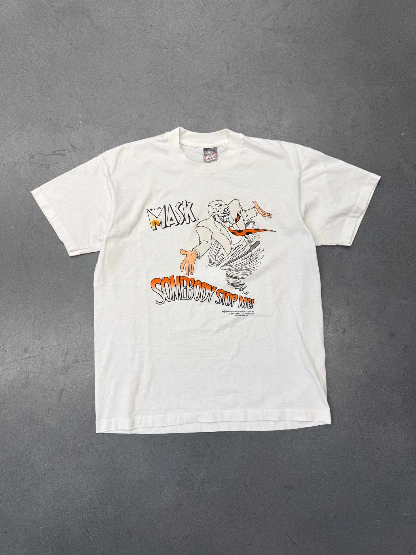 1996 THE MASK "SOMEBODY STOP ME!" TEE (FOTL BEST TAG)