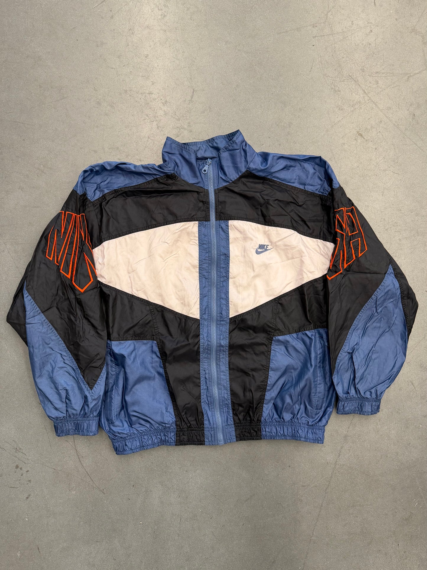 90S NIKE USA COLORBLOCK ZIP-UP WINDBREAKER - BLUE