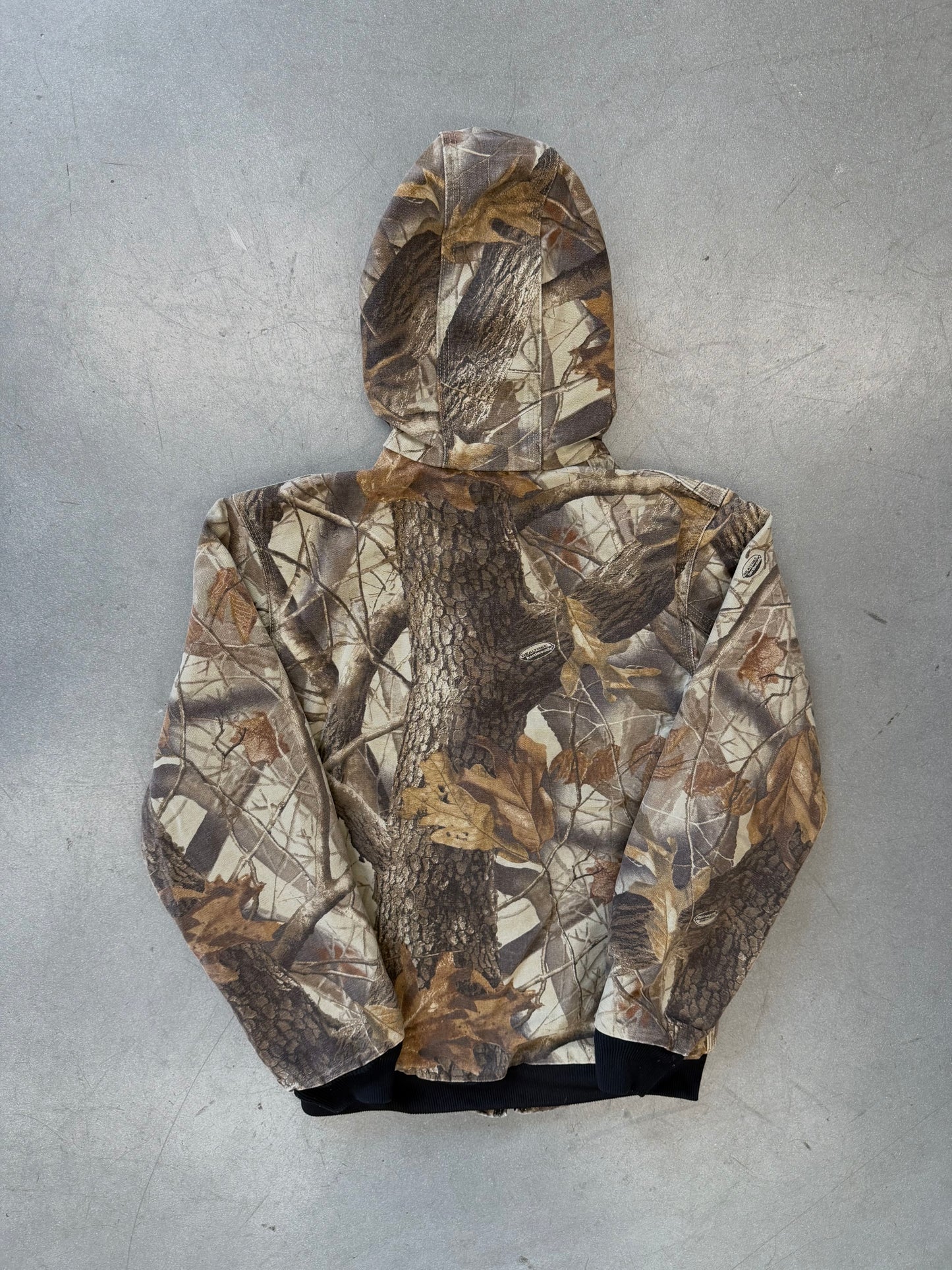 00S YOUTH CARHARTT MESH-LINED CAMO CANVAS HOODED WORK JACKET