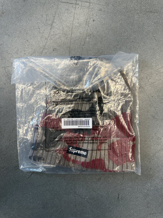 SS26 SUPREME OVERDYED BEANIE - WOODLAND CAMO
