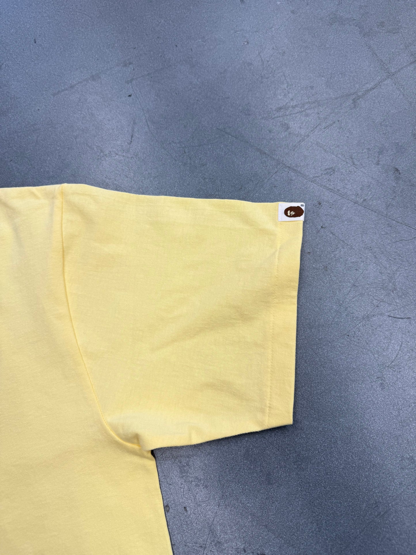 A BATHING APE COLLEGE TEE - YELLOW (XL) (NEW IN BAG)