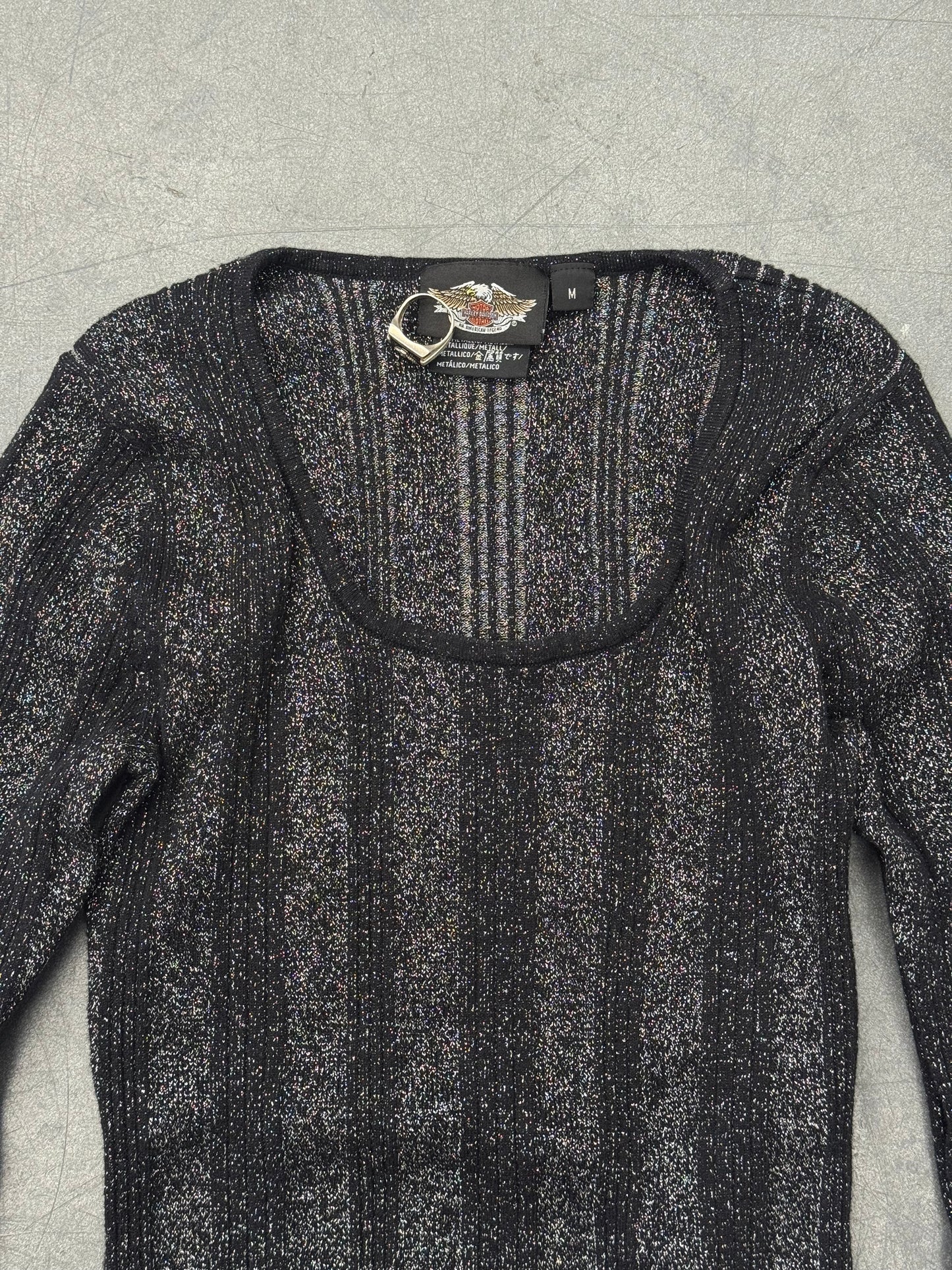 VINTAGE WOMEN'S HARLEY-DAVIDSON METALLIC KNIT SWEATER