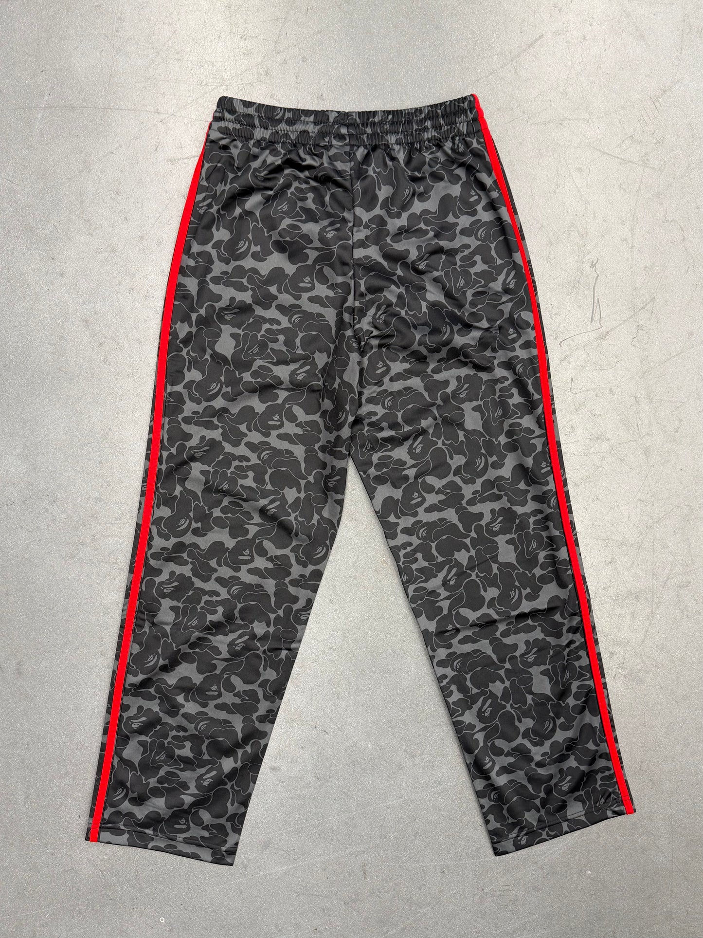 BAPE X ADIDAS ALL OVER PRINT TRACK PANTS - BLACK/RED (S) (NEW)