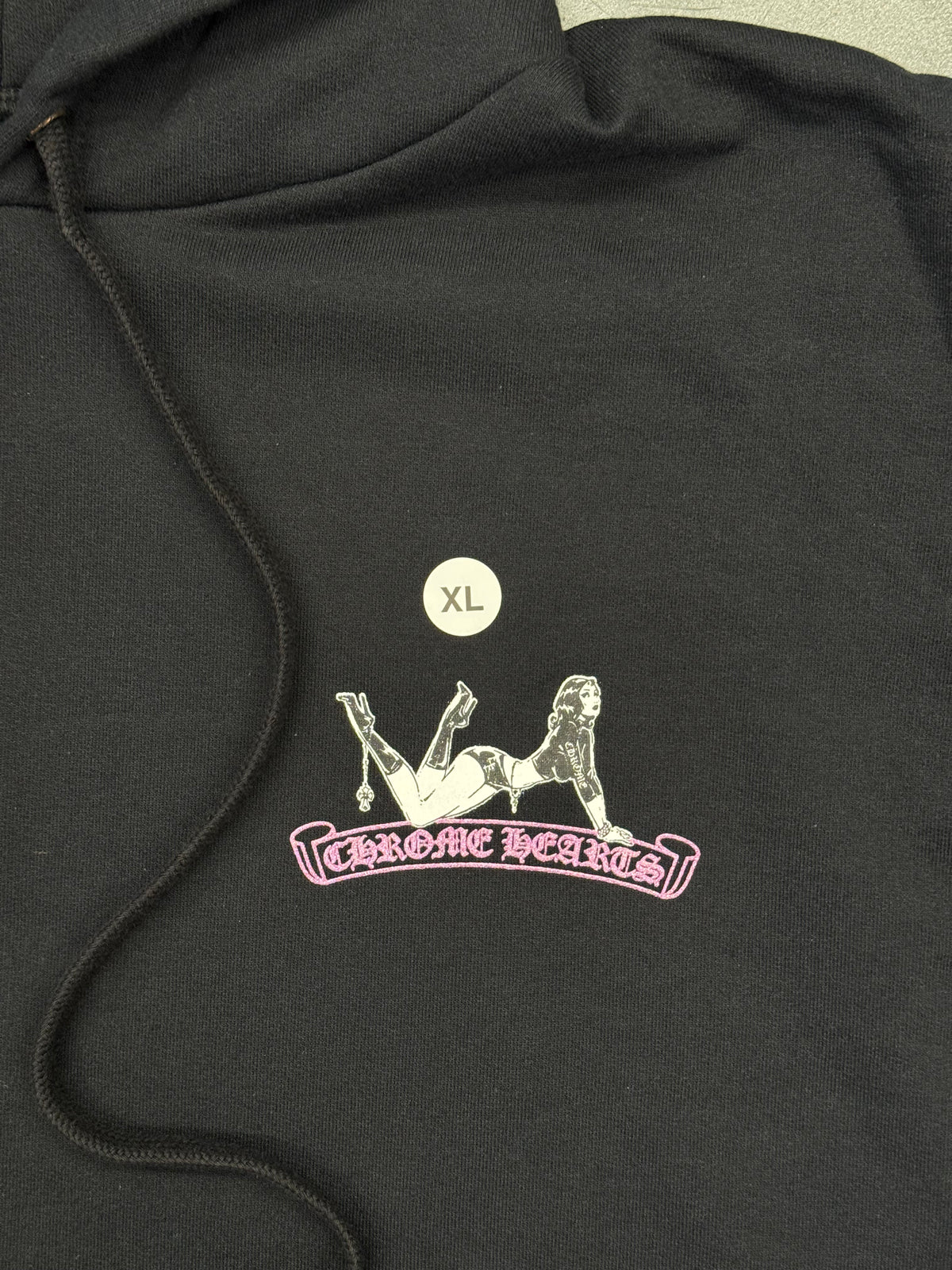 CHROME HEARTS DEADLY DOLL METALLIC FUSCHIA CROSS PULLOVER HOODIE