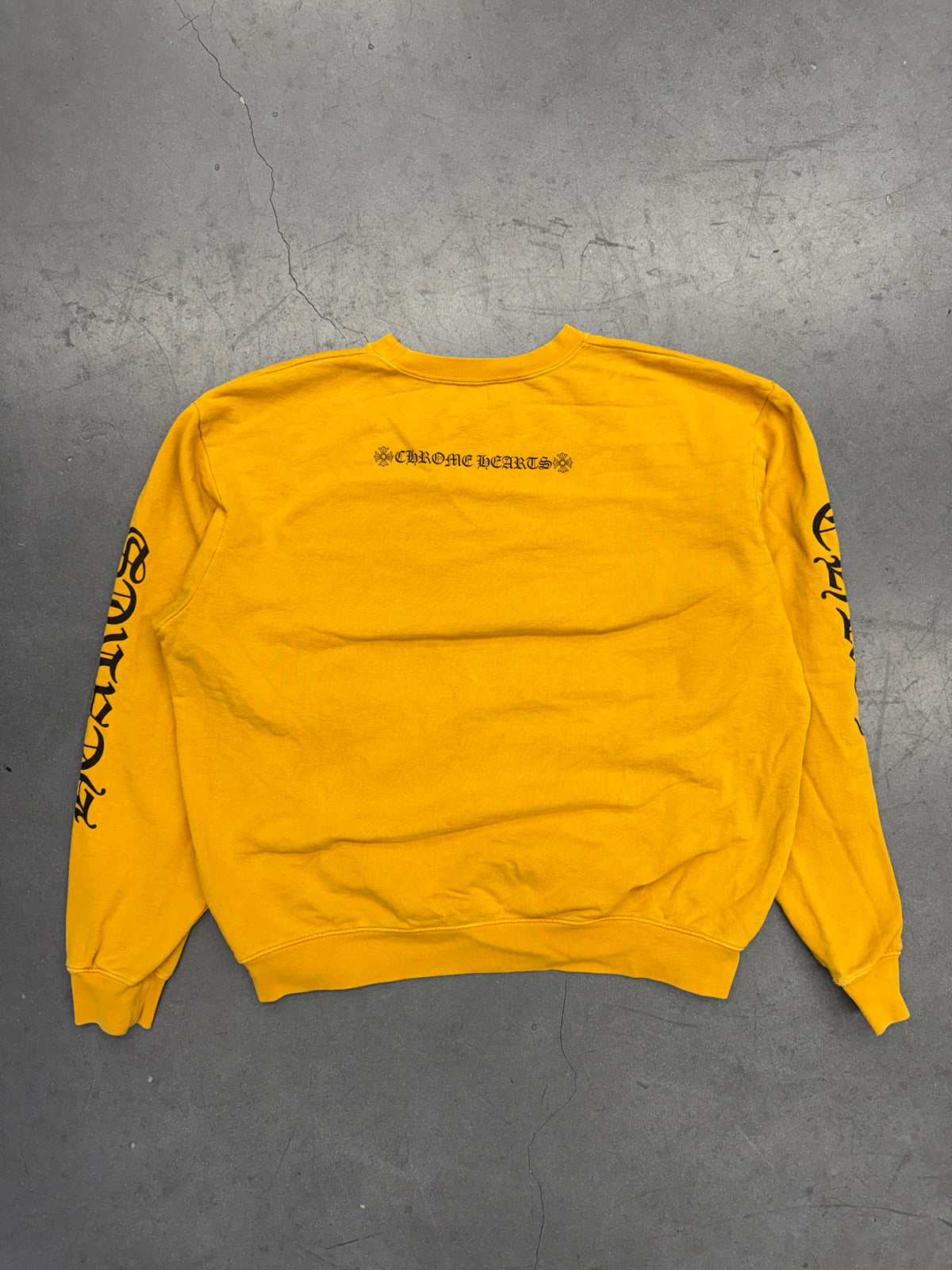 CHROME HEARTS VERTICAL LOGO CREWNECK SWEATER - MUSTARD/BLACK