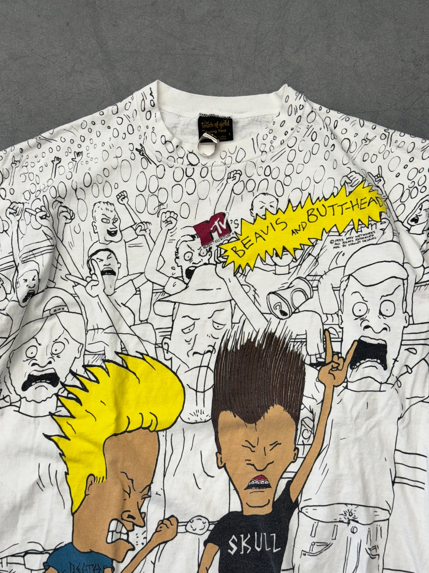 1993 BEAVIS AND BUTT-HEAD CONCERT AOP TEE (TOUCH OF GOLD TAG)