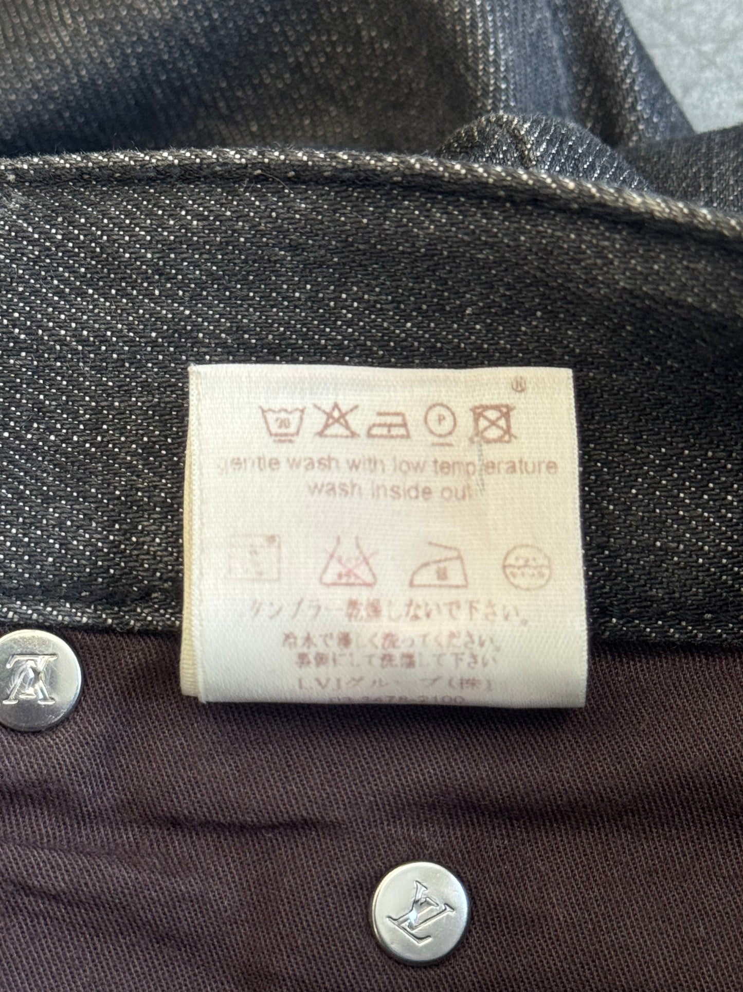 LOUIS VUITTON DARK RINSE FLEUR LOGO JEANS