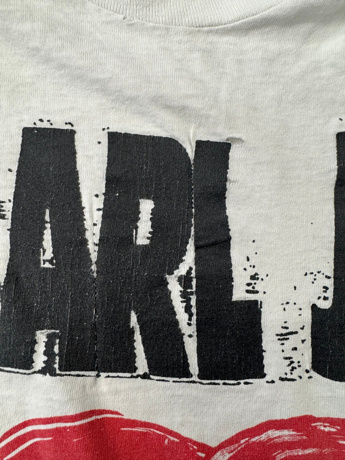 1992 PEARL JAM DON'T GIVE UP EUROPEAN SUMMER TOUR TEE (FOTL TAG) REPAIRED