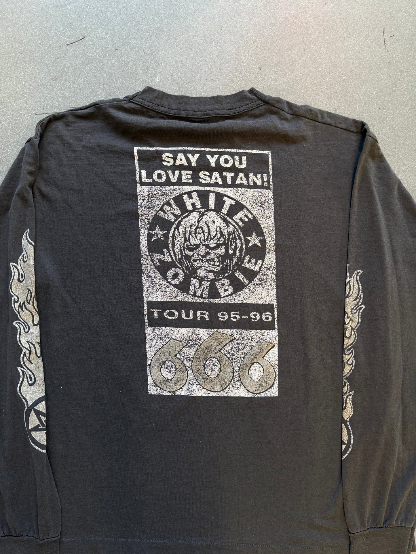 1995 WHITE ZOMBIE SAY YOU LOVE SATAN! 666 TOUR 95-96 LS TEE (FOTL BEST TAG)