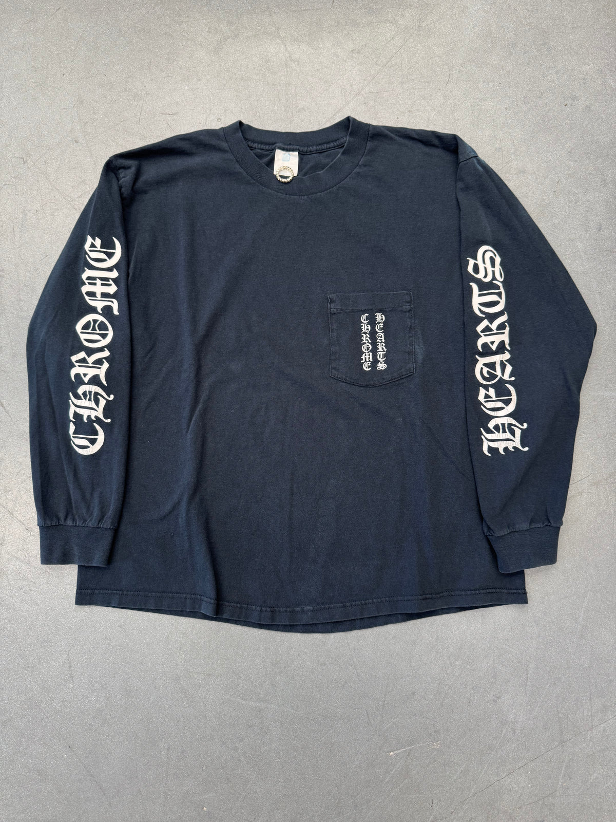 EARLY '90S CHROME HEARTS FIRST-BATCH VERTICAL LOGO LONG SLEEVE POCKET TEE (BELTON TAG)