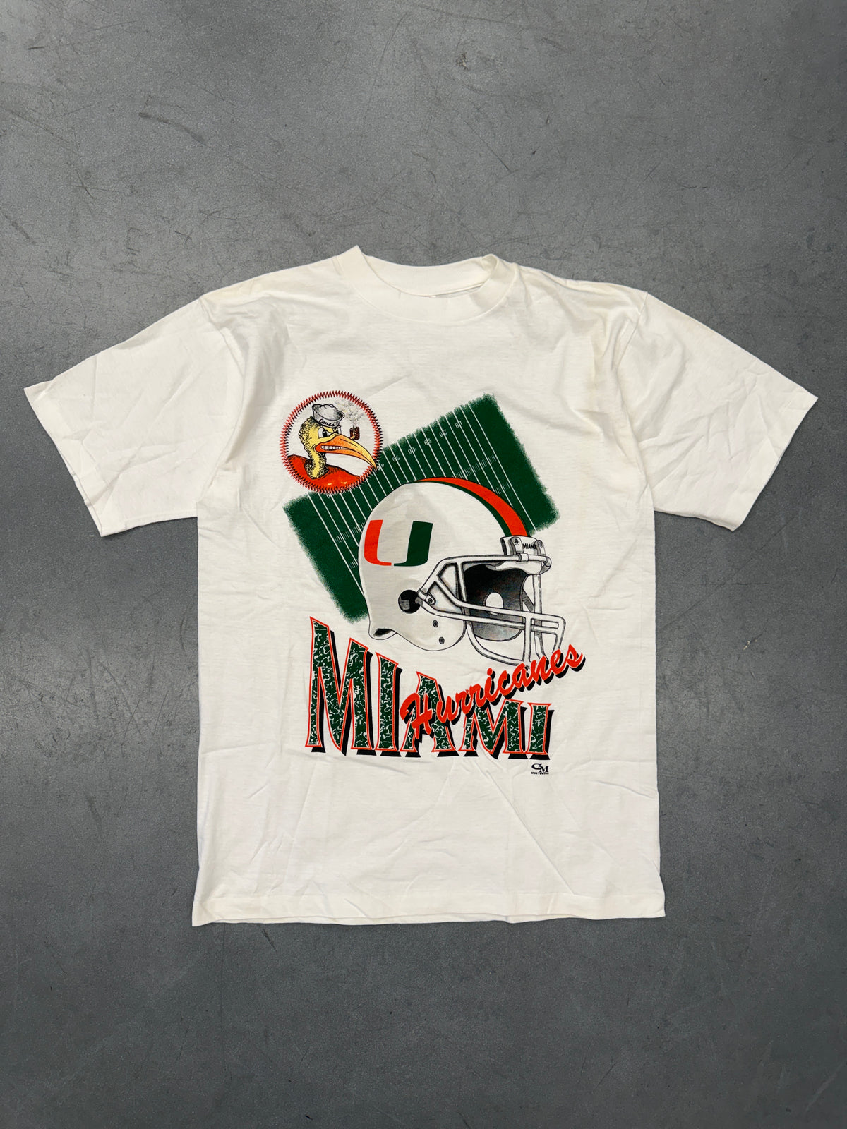 90'S MIAMI HURRICANES HELMET & FIELD TEE (MAGIC TEE'S TAG)
