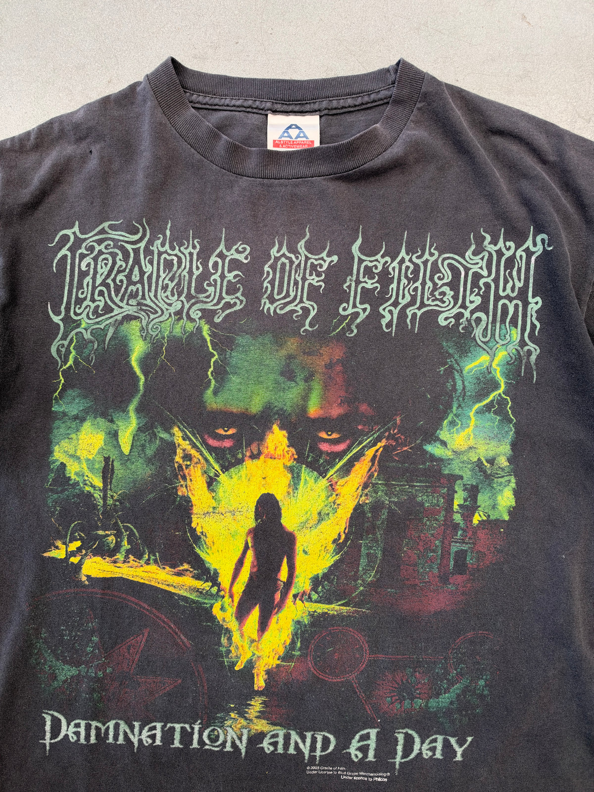 2003 CRADLE OF FILTH DAMNATION AND A DAY "THANK GOD FOR THE SUFFERING" CHOPPED TEE - TRIPLE A TAG)