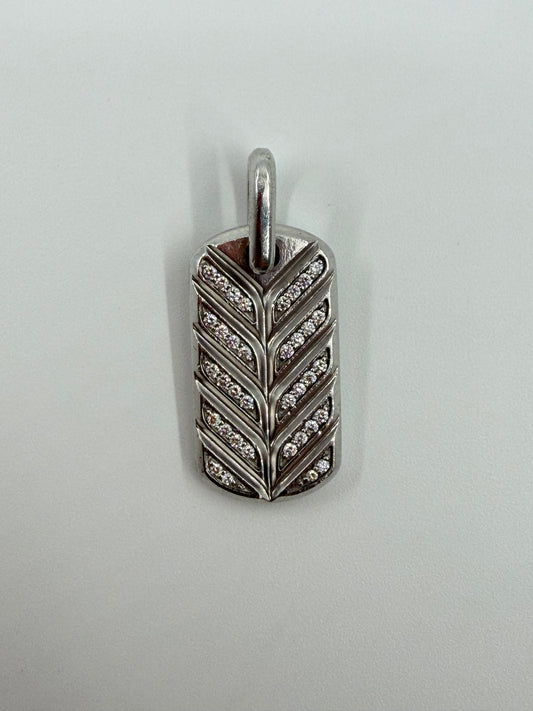 DAVID YURMAN CHEVRON FLUORESCENT DIAMOND TAG - STERLING SILVER