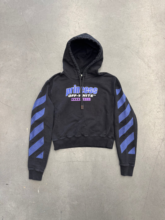 SS18 OFF-WHITE "PRINCESS DIAGONALS" CROPPED WOMEN'S HOODIE