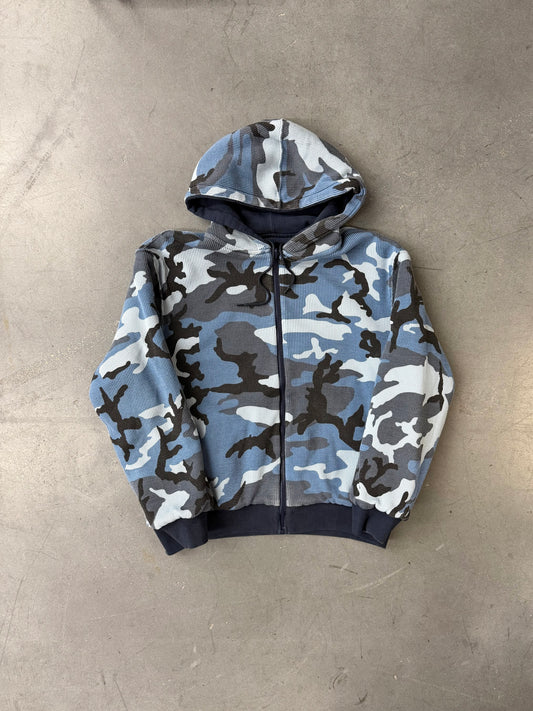 FW25 SUPREME REVERSIBLE WORK ZIP UP HOODED SWEATSHIRT - NAVY