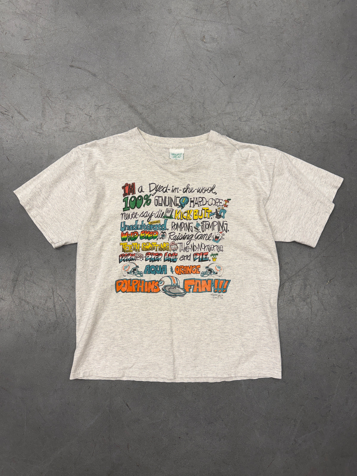 1991 MIAMI DOLPHINS FAN!!! TEE (UNBALANCED LINES TAG)