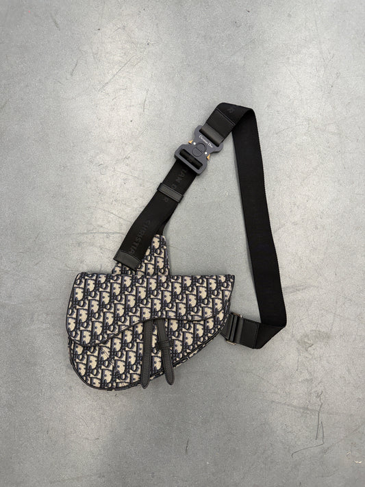 CHRISTIAN DIOR SADDLE BAG OBLIQUE PATTERN BLACK