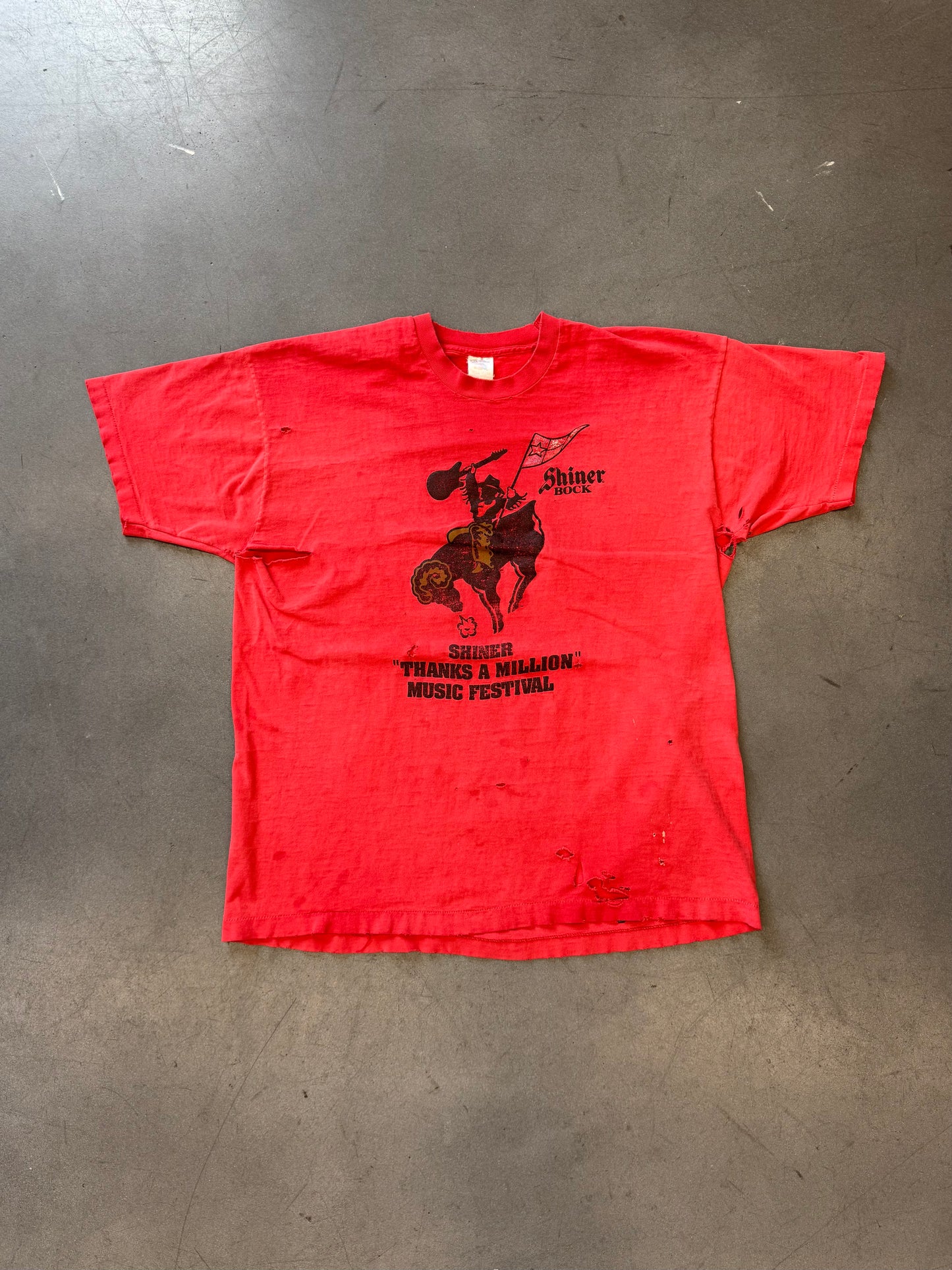 1994 SHINER MUSIC FESTIVAL EVENT STAFF DISTRESSED TEE (FOTL TAG)