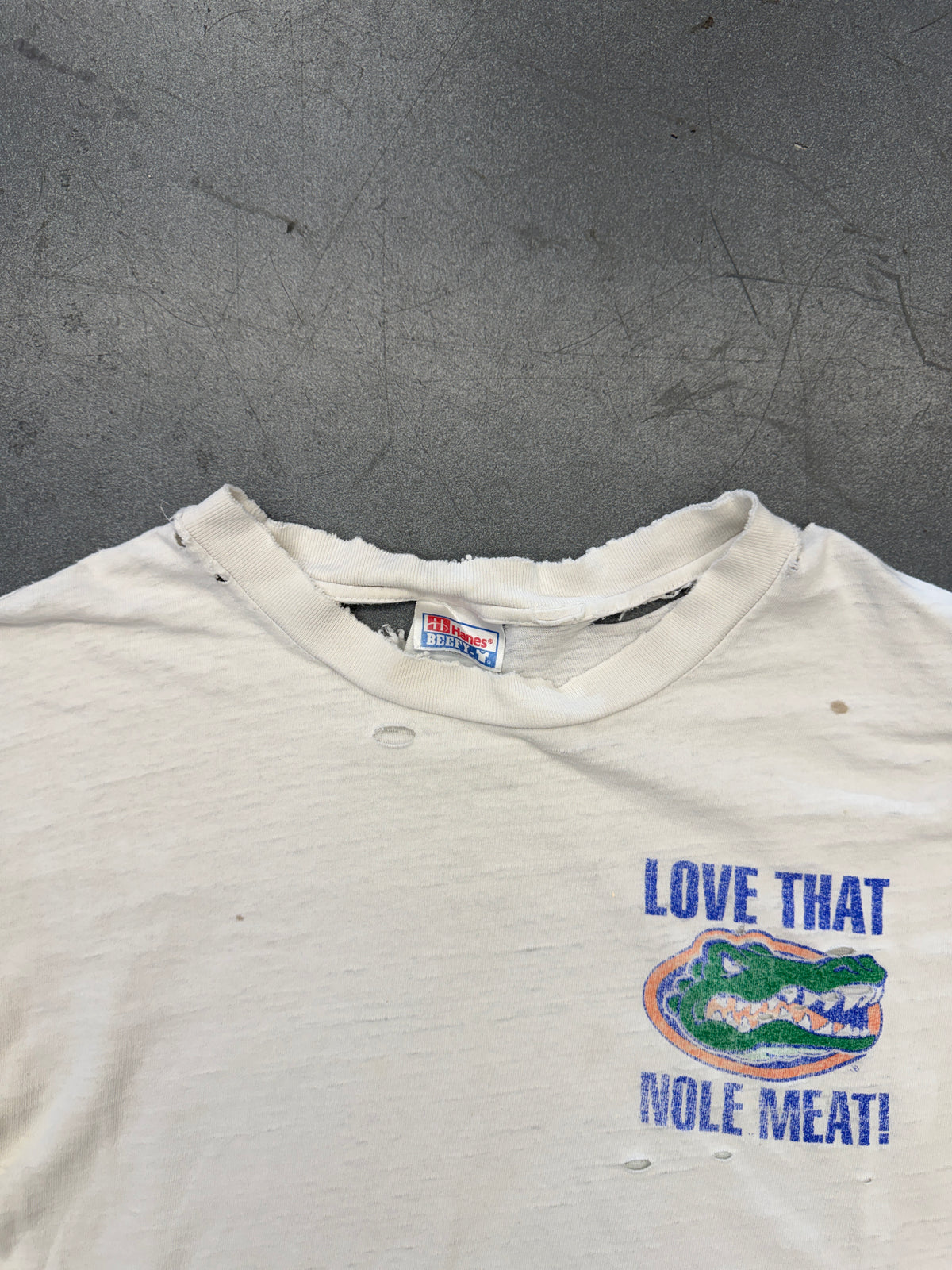 90'S FLORIDA GATORS "LOVE THAT NOLE MEAT!" TEE (HANES TAG)