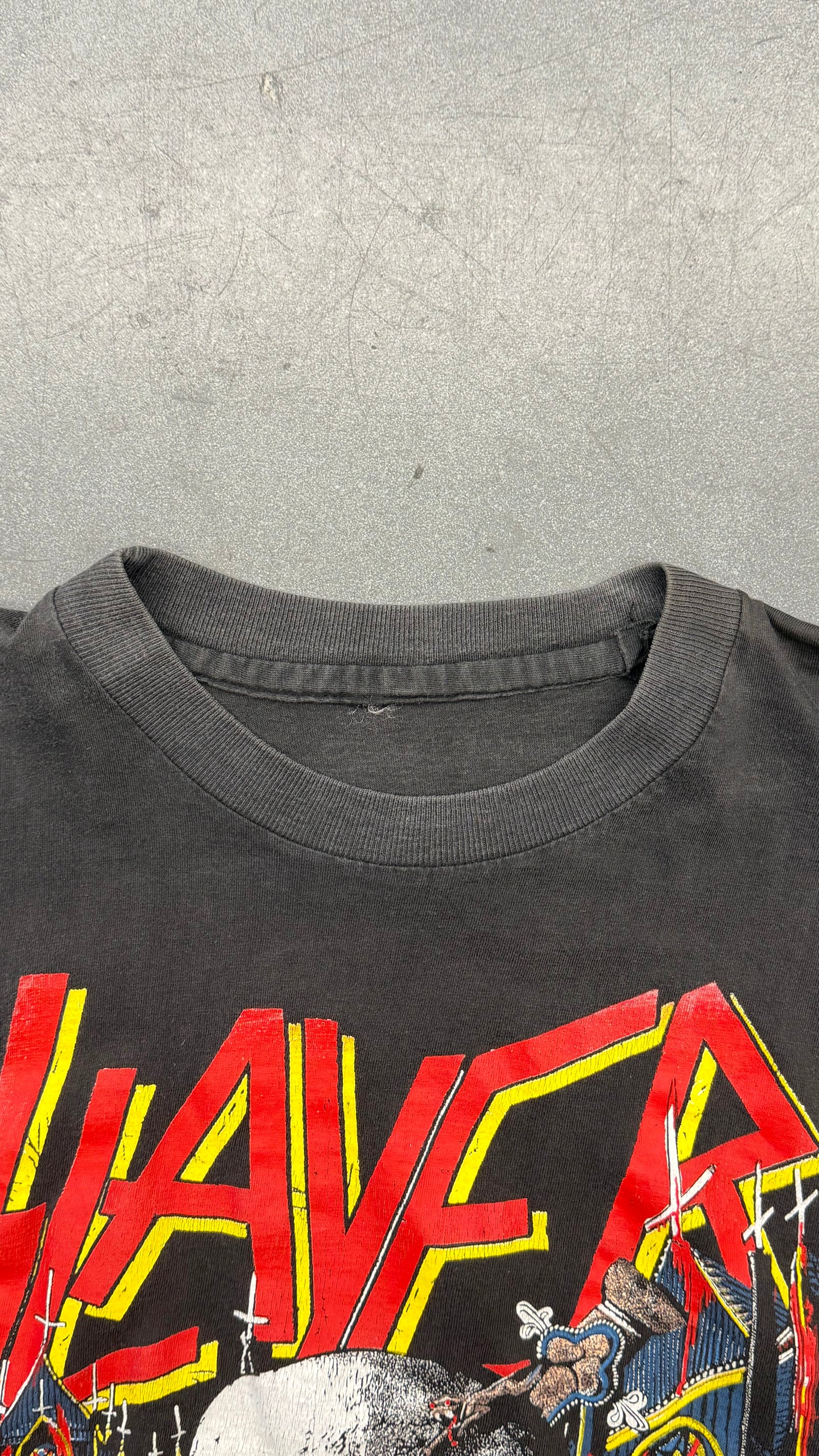 1988 SLAYER WORLD SACRIFICE TOUR TEST PRINT TEE (PULLED TAG)
